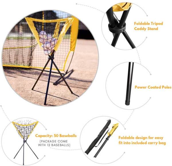 Portable Baseball Net, Caddy, Batting Tee Set - Image 3